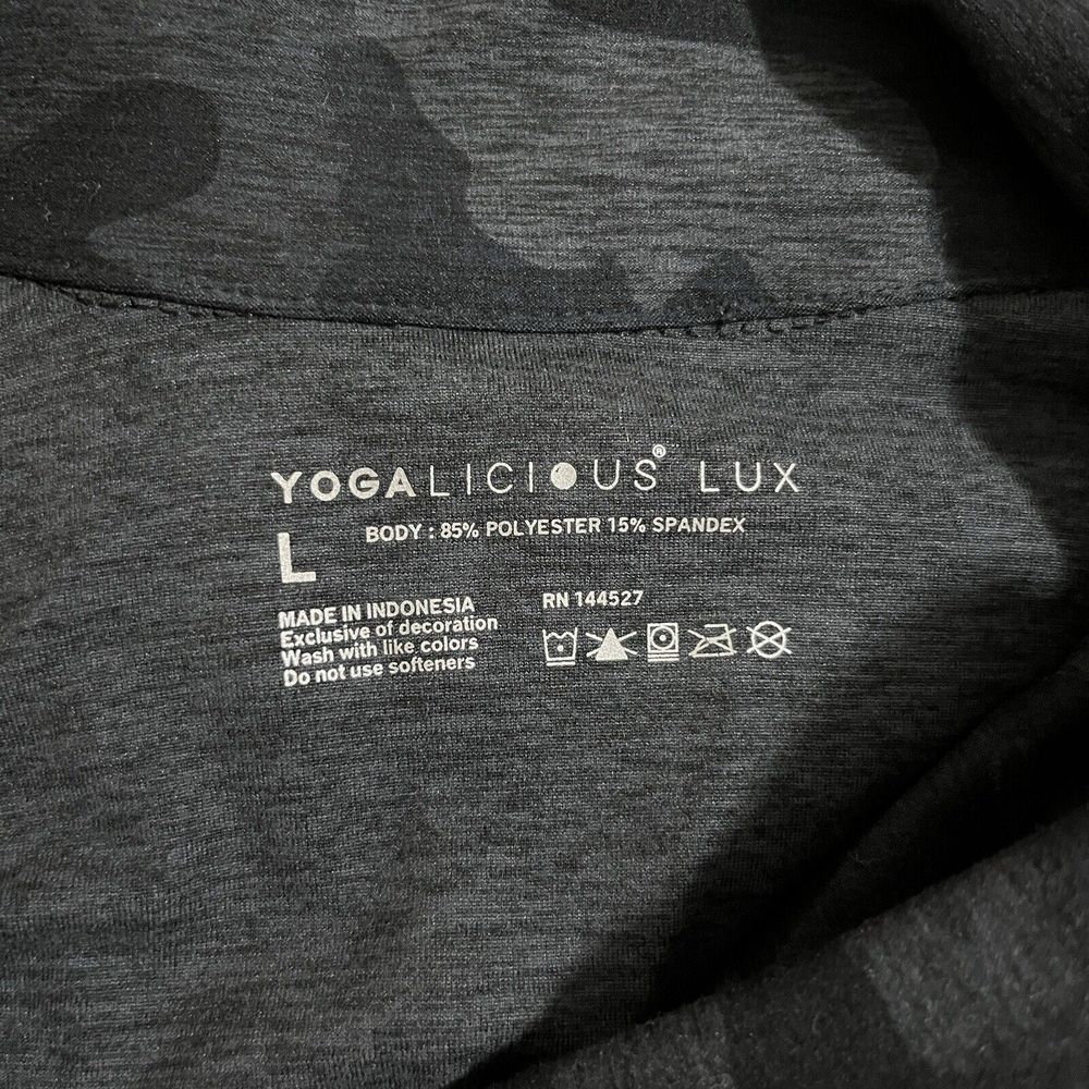 Yogalicious Black Camo 1/4 Zip Pullover Shirt Top Athletic‎ Womens Large - Picture 6 of 6